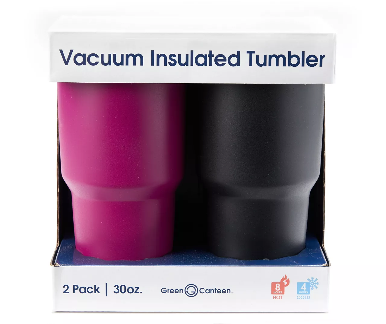 Black & Beetroot Double Wall Stainless Steel Travel Tumbler, 2-Pack - Image 2