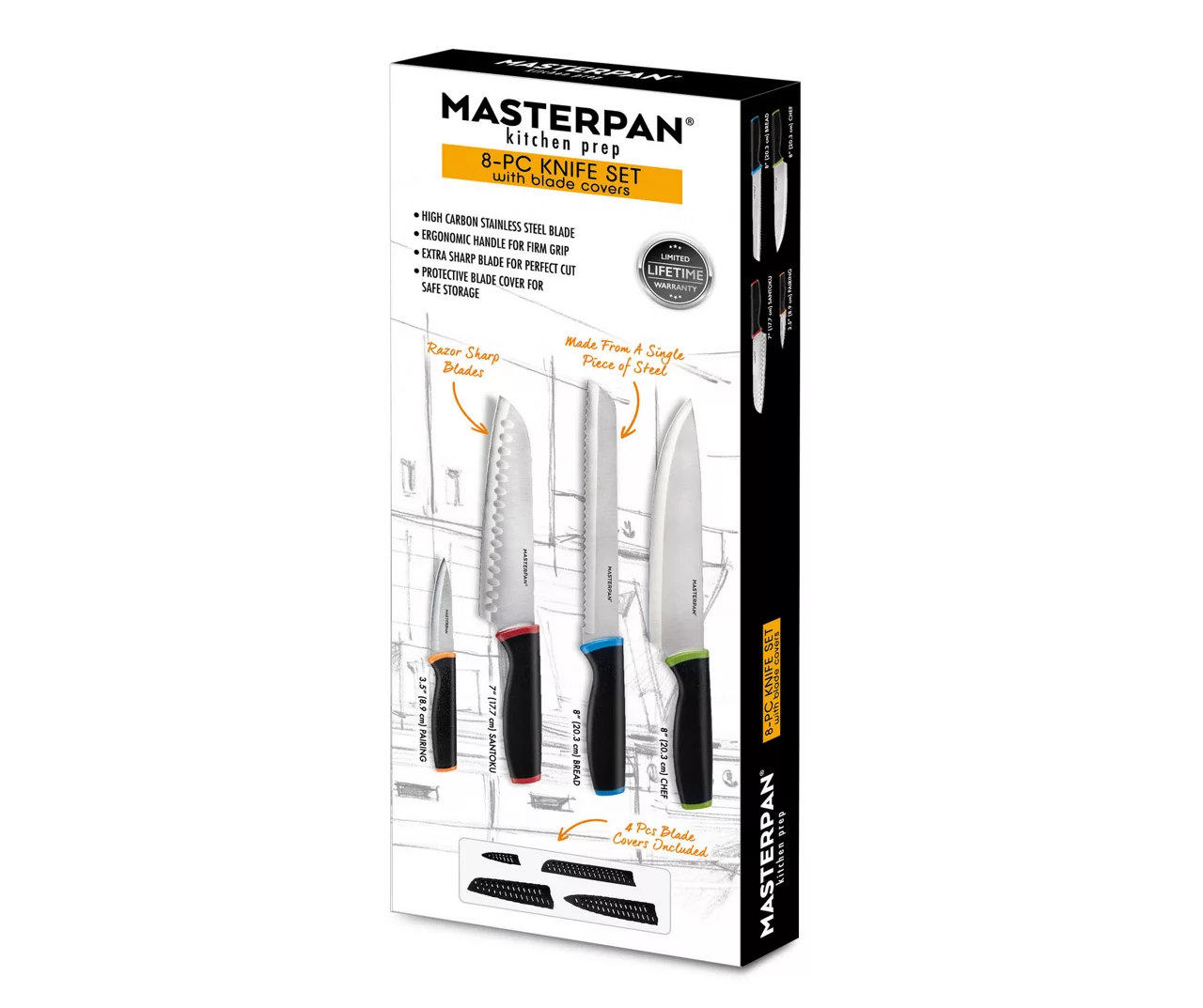 Masterpan 8-Piece Knife Set With Blade Covers - Image 3