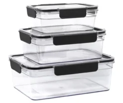 Black 3-Piece Rectangular Airtight Container Set