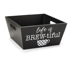 "Brew-tiful" Black Wood Storage Bin