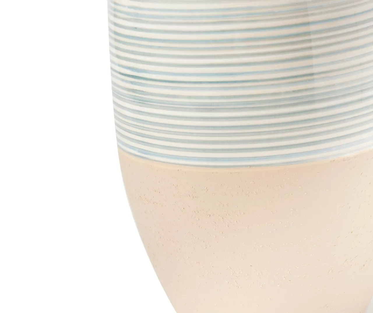 Blue & Tan Stripe Ceramic Vase, (11.9") - Image 2