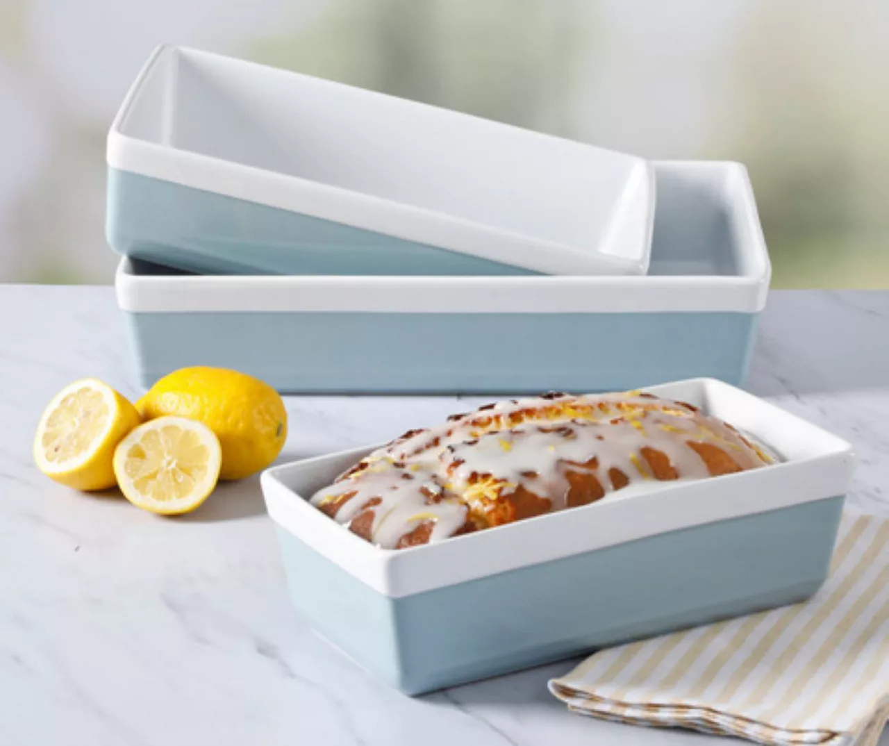 Martha Stewart Dusty Blue 3-Piece Stoneware Baker Set - Image 3