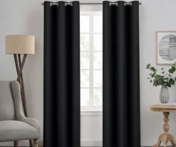 Kendall Black Blackout Grommet Curtain Panel, (63")