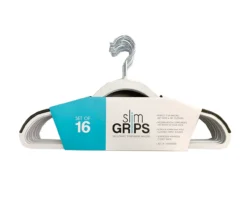 White Slim Grips Hangers, 16-Pack