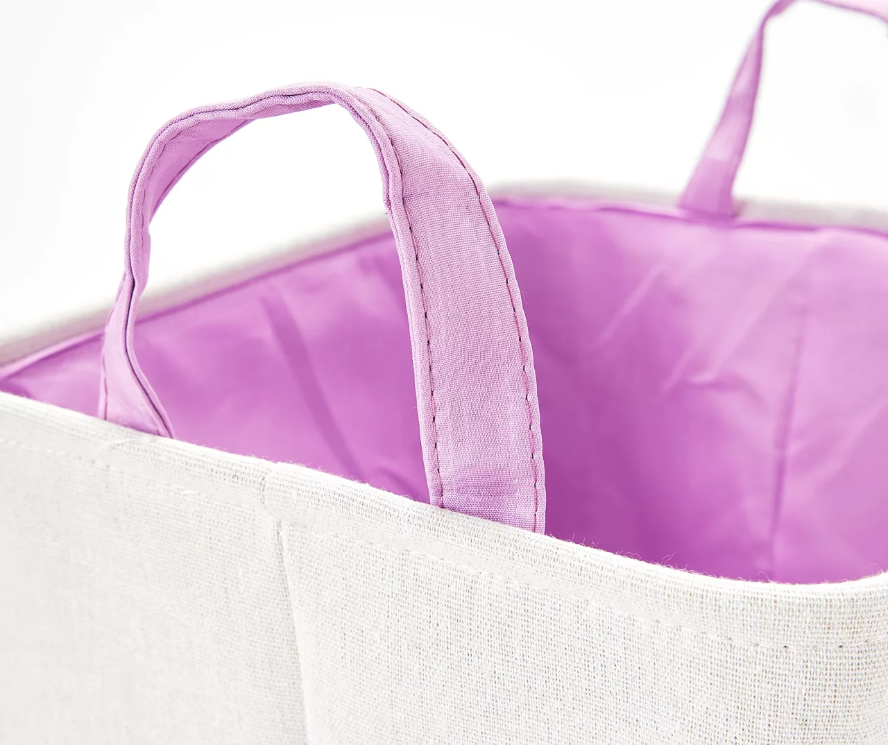 Euphoric Expression White & Purple Lilac Canvas Storage Tote - Image 2