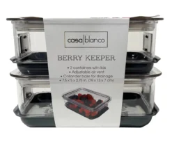 Casa Blanco Berry Keeper Plastic Food Storage Set, 2-Pack