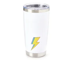 White Lightning Bolt Stainless Steel Tumbler, 20 Oz.