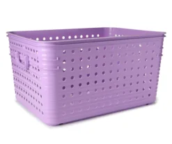 Bright Lilac Dot-Cutout Storage Basket, (22")