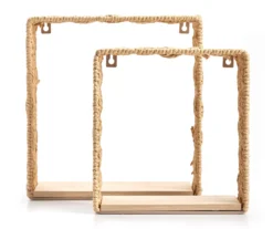 Wood & Woven 2-Piece Wall Cube Set