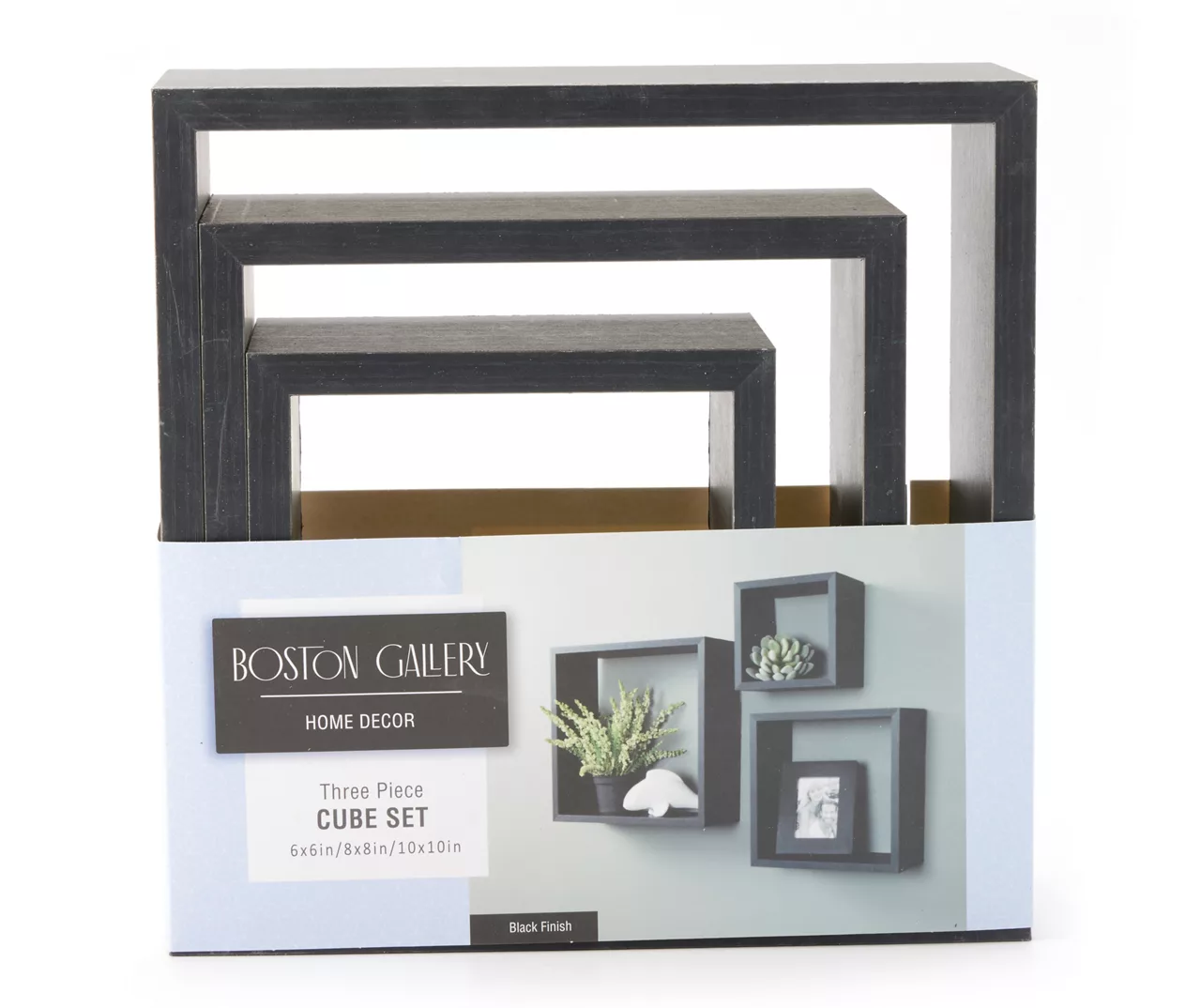 Black Cube 3-Piece Wall Shelf Set - Image 2