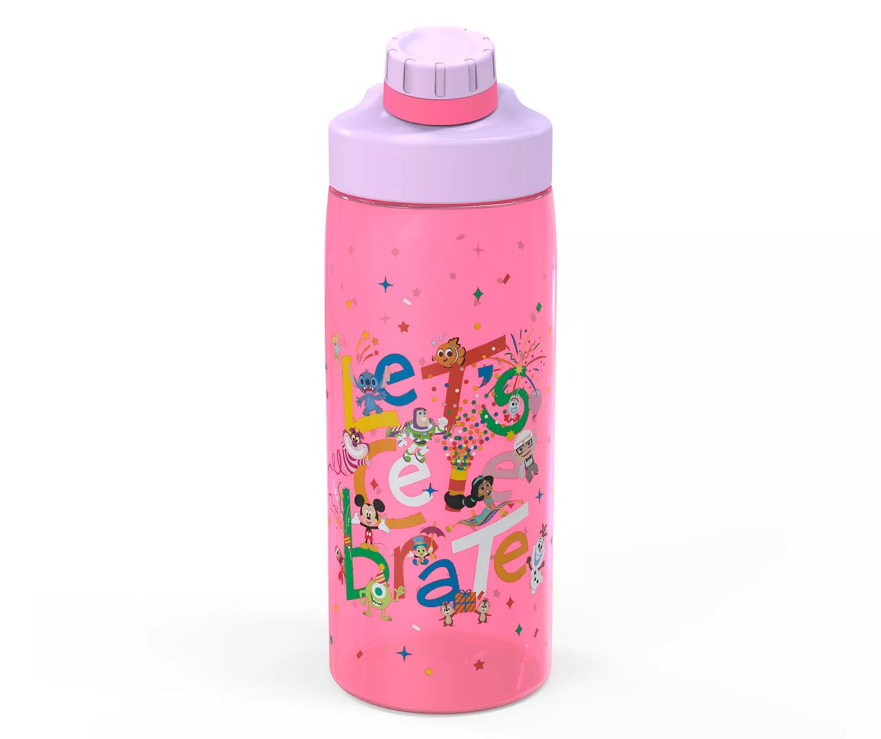 "Let's Celebrate" Pink Multi-Character Chug Water Bottle, 25 Oz.