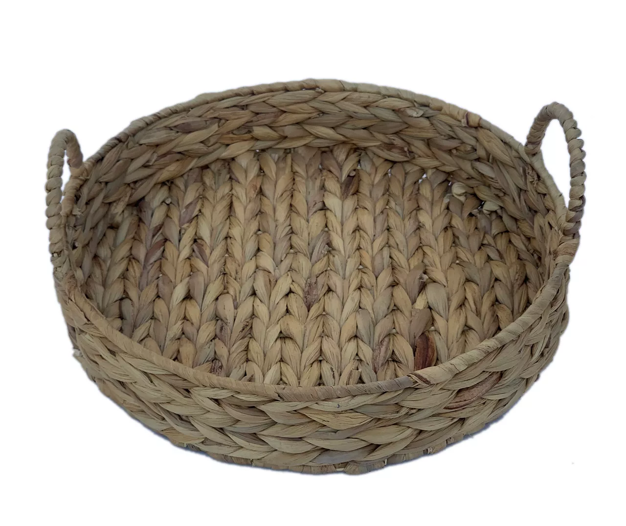 Brown Woven Round Water Hyacinth Decorative Tray, (12") - Image 4