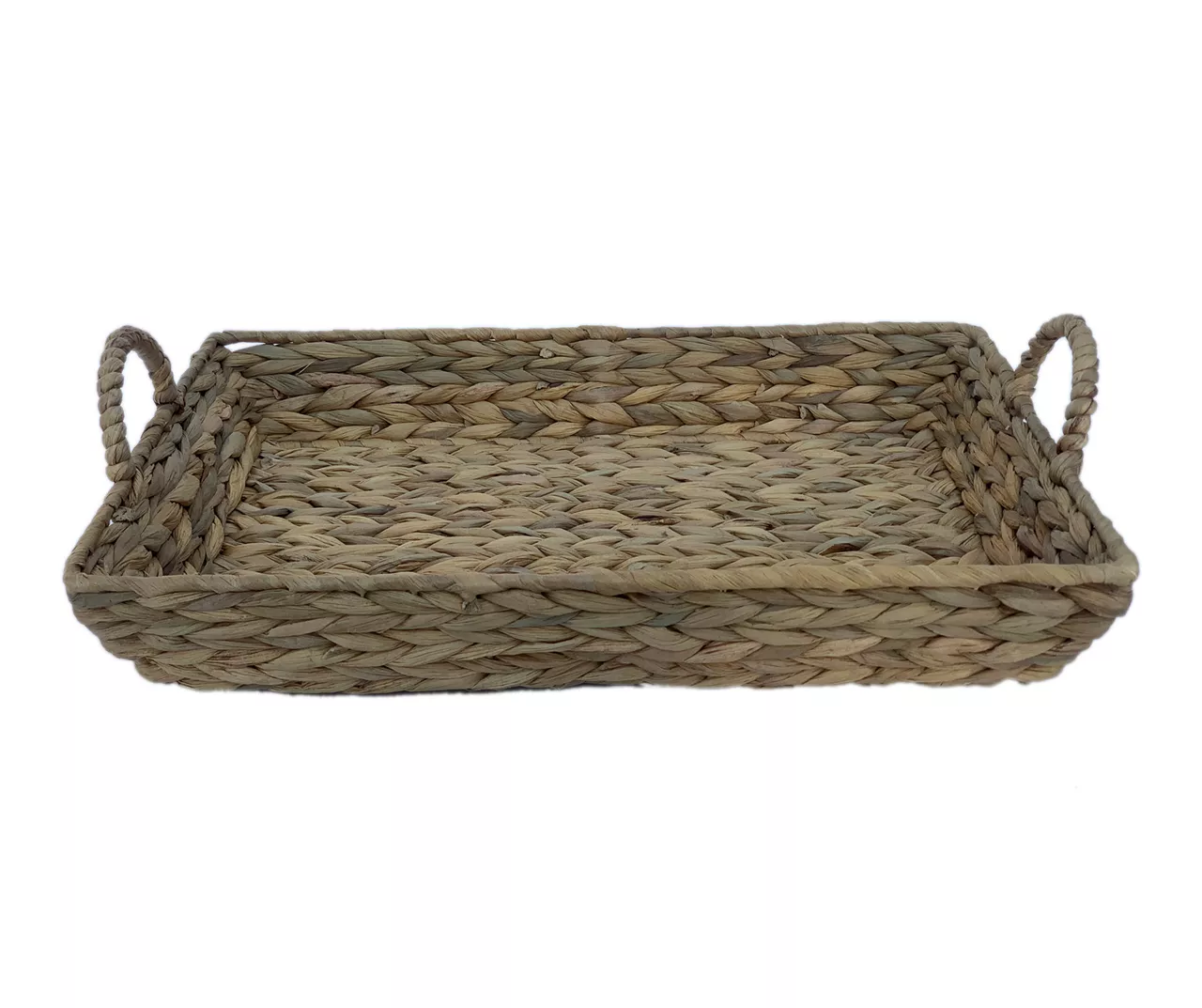 Brown Water Hyacinth Woven Decorative Tray, (16")