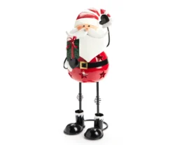 Santa's Workshop Cartoon Santa Metal Tealight LED Candle Holder