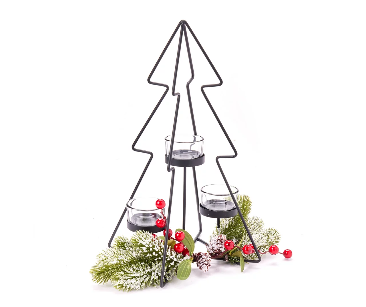 Santa's Workshop Black Metal Tree 3-Tier LED Candle Holder - Image 2