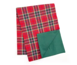 Santa's Workshop Green Plaid Reversible Table Runner