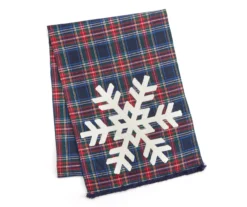 Santa's Workshop Navy Plaid Snowflake Table Runner