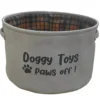 "Doggy Toys Paws Off" Gray Pet Toy Bin