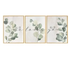 "Loves All Of You" Eucalyptus 3-Piece Art Set, (7.1" X 9.5")