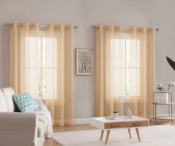 Chloe Gold Sheer Stripe 4-Piece Curtain Panel Set, (84")