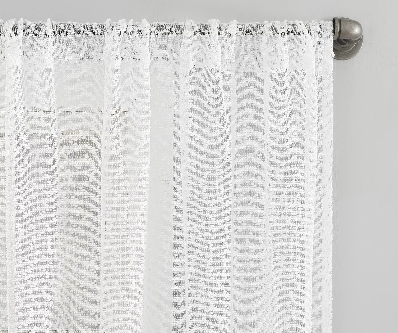 Tinsley White Boucle Light-Filtering Rod Pocket Curtain Panel, (63") - Image 2