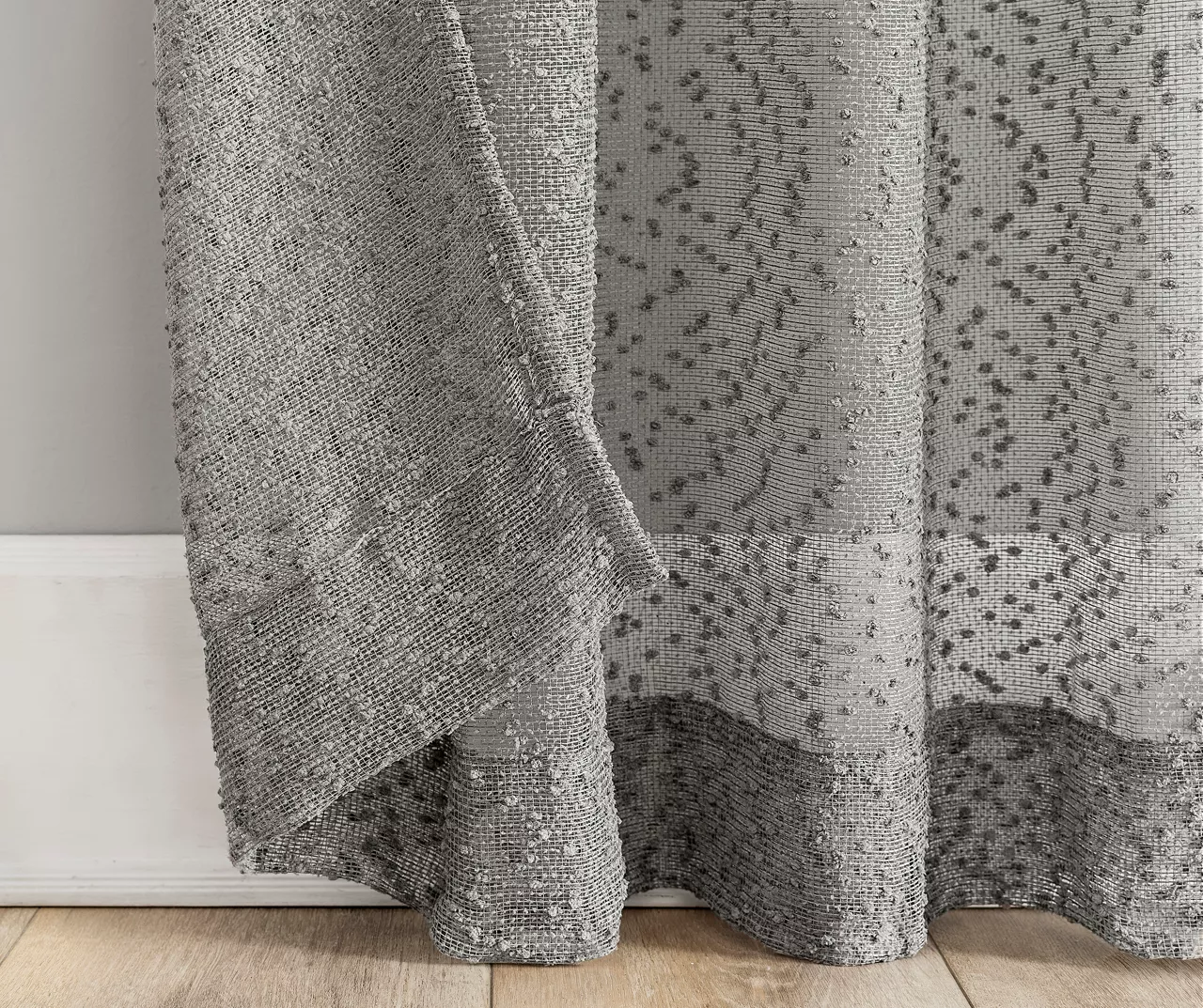 Tinsley Gray Boucle Light-Filtering Rod Pocket Curtain Panel, (84") - Image 4