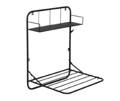 Black Wall-Mounted Drying Rack With Shelf