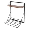 Black & Walnut-Finish Wall-Mounted Drying Rack With Shelf